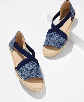 Talbots Ilyssa Canvas Espadrille Flats - Capri Rose - Ink/White - 10 1/2 M Talbots