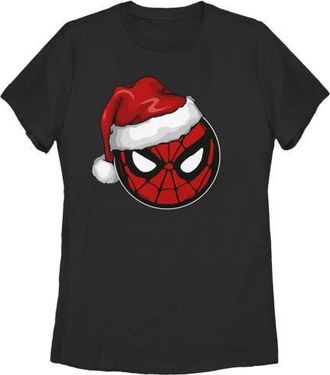 MARVEL Womens Marvel Christmas Spider-Man Santa Hat Graphic T-Shirt in Black at Nordstrom, Size Xx-Large