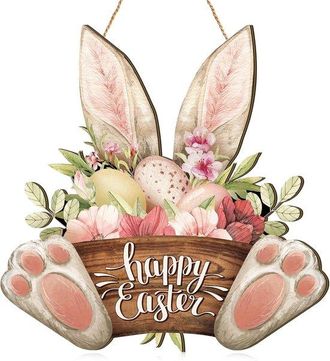OEM 2 Letreros De Bienvenida De Conejito De Pascua - Decoraci&oacute;n De Madera Para La Puerta Principal