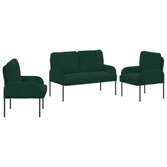 vidaXL Juegos De Sof&aacute;s 3 Uds. Verde Oscuro Madera Contrachapada Vidaxl