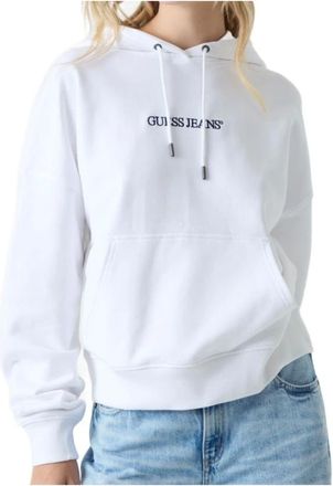 Guess Hoodies & sweatvesten, Dames, Wit, M, Katoen, GJ Over Hood Embro
