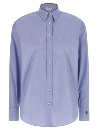 Brunello Cucinelli Shiny Collar Detail Shirt And Blouse Light Blue
