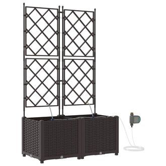 Berkfield Home Garden Planters with Water Irrigation System 2 pcs Brown