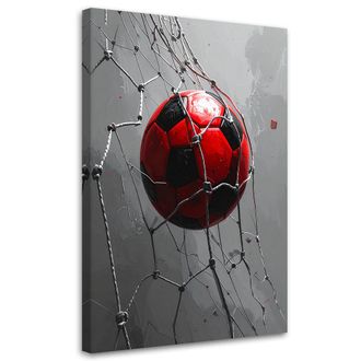 Feeby Cuadro Sobre Lienzo, Pelota En Una Red Contra Una Pared De Hormig&oacute;n, 70x100