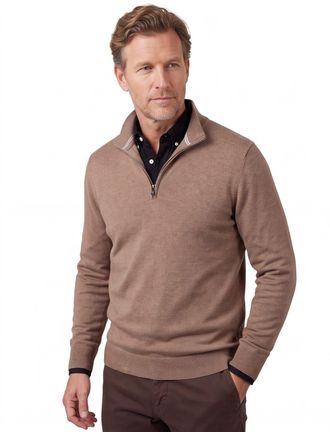Scotland Blue trui Scotland Blue beige half zip normale fit 100% katoen