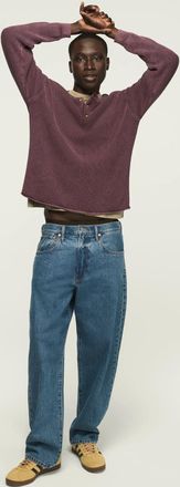 Lucky Brand Mens Washed Ottoman Henley Sweater
