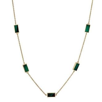 Jan Leslie Five Stations Rectangle Dash Necklace In Sterling 18K Gold Overlay in Green at Nordstrom