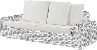 Beliani Conjunto De Fundas De Coj&iacute;n De Exterior Para Un Sof&aacute; De Jard&iacute;n Cojines De Asiento Y Respaldo Fundas De Tejido De Poli&eacute;ster Blanco Forli