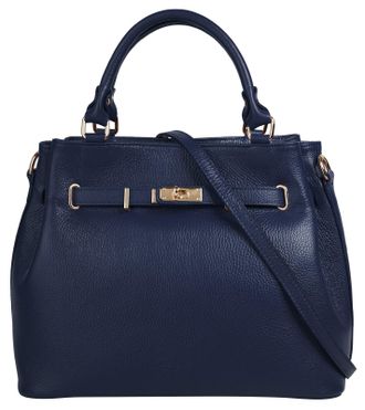 Samantha Look Henkeltasche SAMANTHA LOOK, Damen, Gr. B/H/T: 34cm x 27cm x 17cm onesize, blau, Leder, leicht gl&auml;nzend, unifarben, Taschen Henkeltasche, echt Leder, M