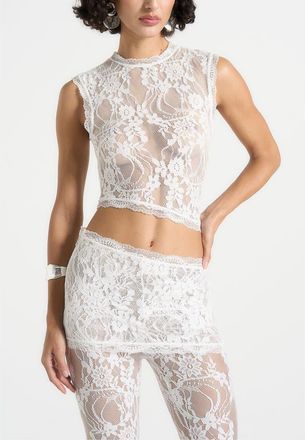 Mani&egrave;re De Voir Eugenie Lace Asymmetric Top in White at Nordstrom, Size 16