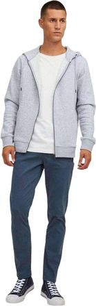 Jack & Jones Jack And Jones Bradley-hoodie met doorlopende rits voor heren (Lichtgrijs Melange)