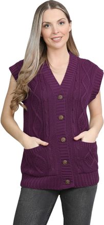 Janisramone Hamishkane Womens Sleeveless Cardigans, V Neck Knitted Vest Women, Button up Sleeveless Cardigans for Women UK, Ladies Cardigans with Pockets, 5 Butto
