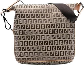 Fendi Pre-owned Canvas Shoulder Bag - Dames - Vintage Schoudertas - Bruin - ONE Size - Leer - Vintage