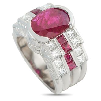 Luxury Bazaar Platinum 1.76ct Diamond and Ruby Ring MF20-050726