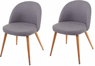 Hhg Hhg - Nunca Usado] Juego De 2 Sillas De Comedor 094, Silla De Cocina, Dise&ntilde;o Retro A&ntilde;os 50, Tela/textil, Gris Oscuro