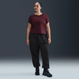 Nike Womens Nike Sportswear Classic Wovens UV Protection Mid-Rise Loose Jogger Pants (Plus Size) in Black | HF9200-010