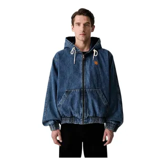 Ader Error Jassen, Heren, Blauw, L, Denim, Hooded Denim Jacket