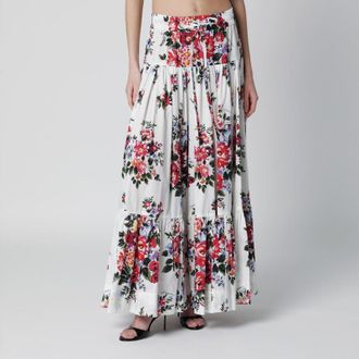 Dolce & Gabbana Long white skirt with floral print