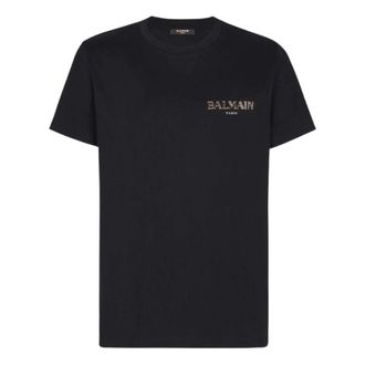 Balmain T-Shirts, male, Black, Size: XL Logo-appliqu&eacute; Cotton T-shirt