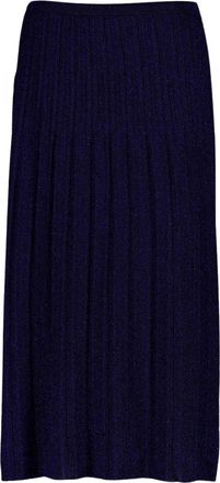 Zimmermann Marine Geplooide Lurex Midi Rok - Dames - Midirokken - Blauw - XS - Nylon - Rokken