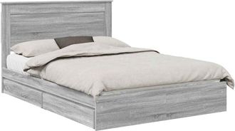 vidaXL Storage Bed Grey Sonoma 150 x 200 cm Engineered Wood vidaXL