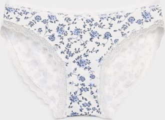 Miiyu Womens Scalloped lace-trim bikini panty Organic cotton