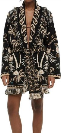 Alanui Lush Nature Foulard Cardigan In Black/brown