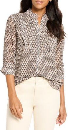 Nic+Zoe Abstract Dot Chiffon Top in Neutral Multi at Nordstrom Rack, Size X-Large