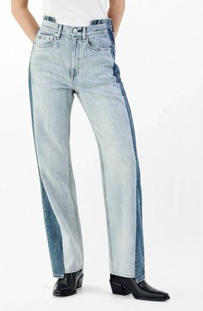Rag & Bone York Spliced Shea Ankle Straight Pants In Blue
