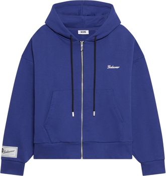 GCDS Zip-through Hoodie - Heren - Vesten met rits - Blauw - S/M - Katoen - Hoodies & sweatvesten