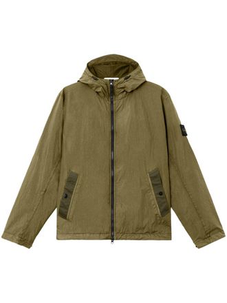 Stone Island Neutrals Crinkled Texture Zippered Jacket