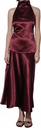 Greylin Paige Midi Slip Skirt In Dark Cherry