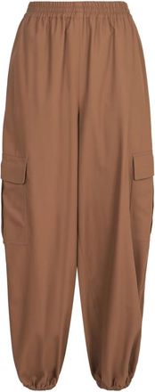 Max Mara Cotton Baggy Broeken - Dames - Wijde Broeken - Beige - XS - Katoen - Broeken