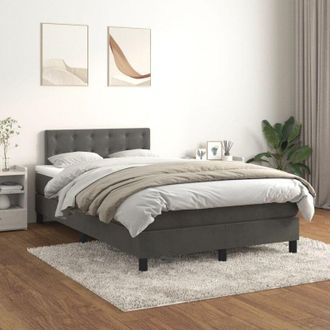 vidaXL Vidaxl - Cama Box Spring Con Colch&oacute;n Terciopelo Gris Oscuro 120x200 Cm