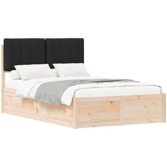 vidaXL Bed Frame with Upholstered Headboard Black 120 x 190 cm vidaXL