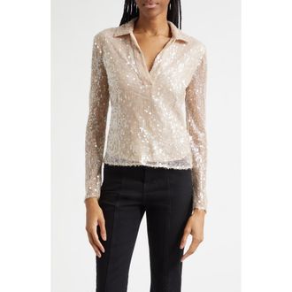 Veronica Beard Meryl Sequin Top in Champagne at Nordstrom, Size 14