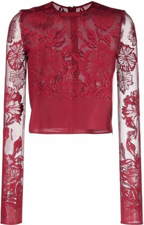 Giambattista Valli lace-design blouse - women - Silk - 42 - Red