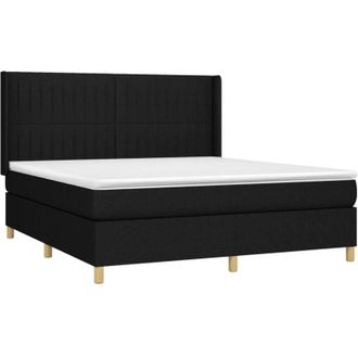 vidaXL Vidaxl - Cama Box Spring Colch&oacute;n Y Luces Led Tela Negro 160x200 Cm