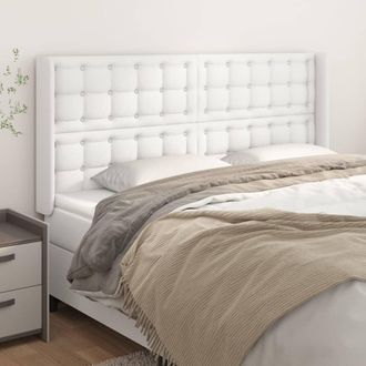 vidaXL Cabecero Con Orejas De Cuero Sint&eacute;tico Blanco 163x16x118/128 Cm Vidaxl