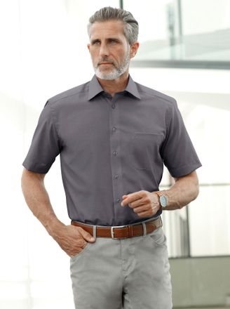 Marco Donati Langarmhemd MARCO DONATI, Herren, Gr. 39/40, Normalgr&ouml;ssen, grau (anthrazit), 100% Baumwolle, unifarben, klassisch, Hemden Langarmhemd