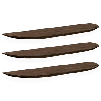 Deco Wood Pack 3 estanter&iacute;as redondeadas de madera flotantes nogal 80x3,2cm