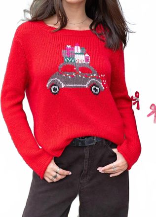 Wooden Ships Womens Merry Everything Crew Chunky Sweater In Red