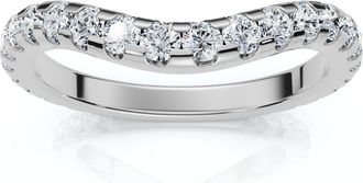 Pompeii3 3/4Ct Curved Pave Diamond Wedding Anniversary Ring 14k Gold Lab Grown