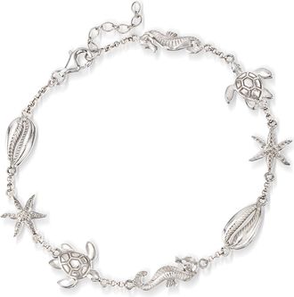 Ross-Simons Sterling Silver Sealife Anklet