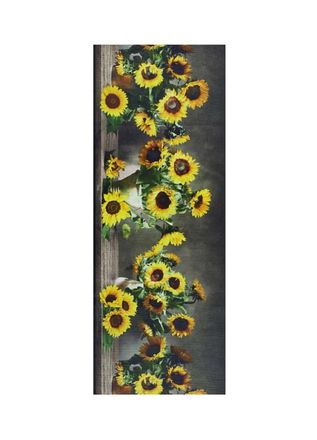 Atticgo Alfombra de cocina lavable flores amarillo/verde/gris 52x200 cm
