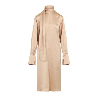 Carven Midi Dress With High Neckline And Draped Scarf Detail