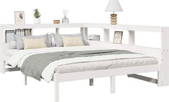 vidaXL Bookcase Bed without Mattress White 140x200 cm Solid Wood Pine vidaXL