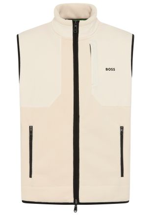 Boss Green by Hugo Boss Fleeceweste BOSS GREEN, Herren, Gr. XXL, open wei&szlig;131, Fleece, Obermaterial: 100% Polyester, unifarben, relaxed fit normal, hoch geschlossener Ausschn