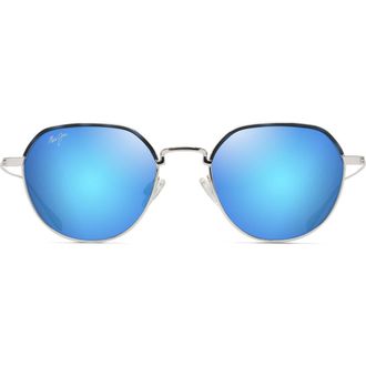 Maui Jim Island Eyes 50mm Mirrored PolarizedPlus2 Square Sunglasses in Silver at Nordstrom