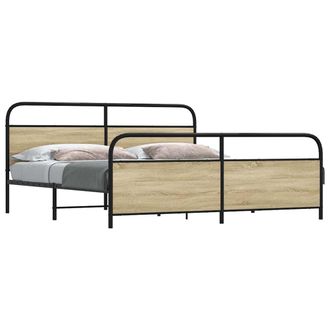 Berkfield Home Metal Bed Frame without Mattress Sonoma Oak 180x200 cm Super King in Brown